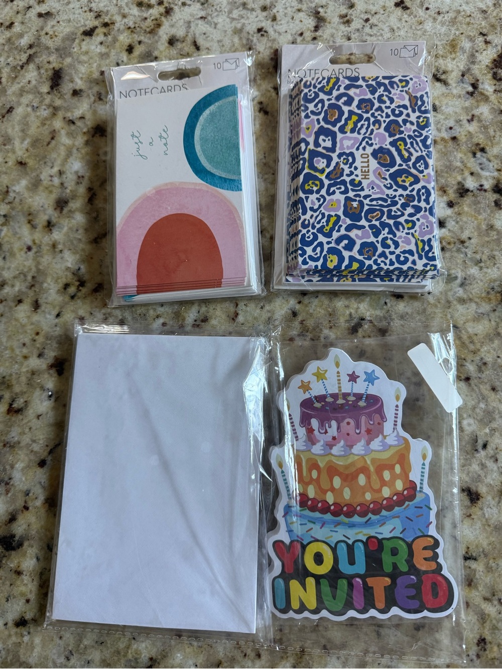 Assorted Note Cards & Birthday Invite Card Set - Colorful Designs